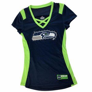 Majestic Women's T Shirt Blue Seattle Seahawks XS
